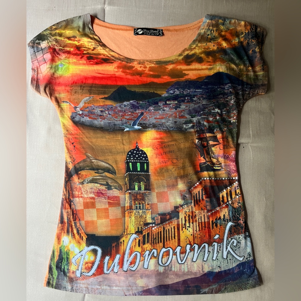Favor Fashion Orange Dubrovnik Top with Rhinestones